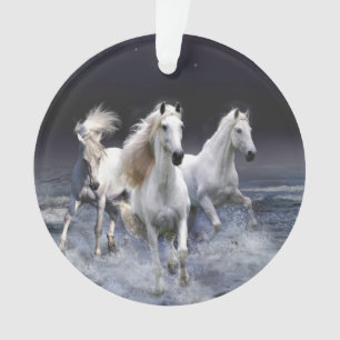 Horses running throw pillow ornament