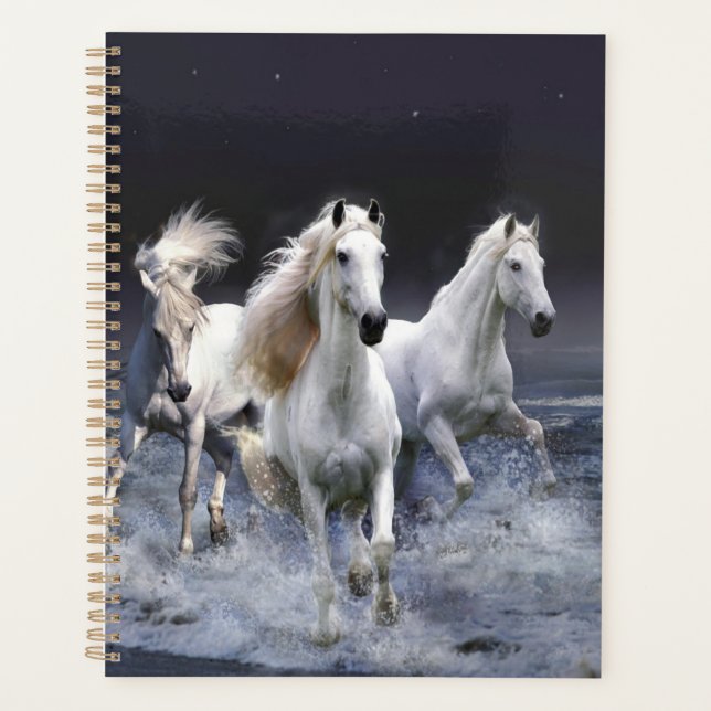 Horses running  throw pillow planner (Front)