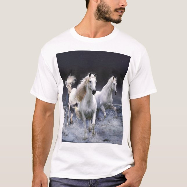 Horses running  throw pillow T-Shirt (Front)