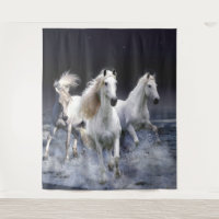 Horses running throw pillow