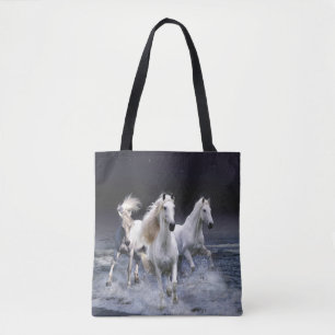 Horses running  throw pillow tote bag