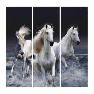 Horses running  throw pillow triptych
