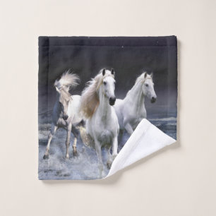 Horses running throw pillow wash cloth