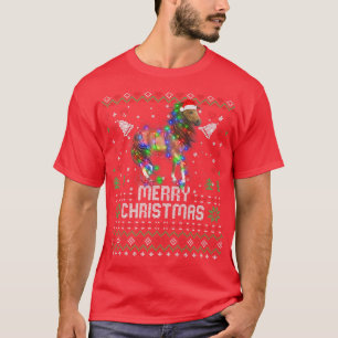 Horses Santa Hat Animal Christmas Tree Lights Holi T-Shirt