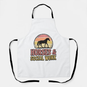 Horses & Social Work Retro Sunset Vector Design_1 Apron
