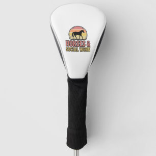 Horses & Social Work Retro Sunset Vector Design_1 Golf Head Cover