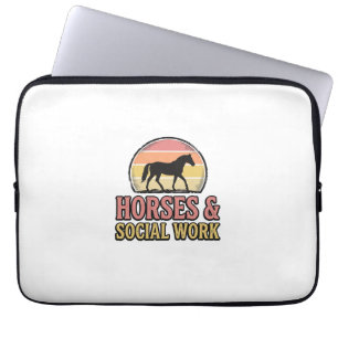 Horses & Social Work Retro Sunset Vector Design_1 Laptop Sleeve