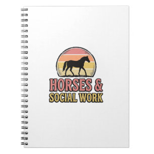 Horses & Social Work Retro Sunset Vector Design_1 Notebook