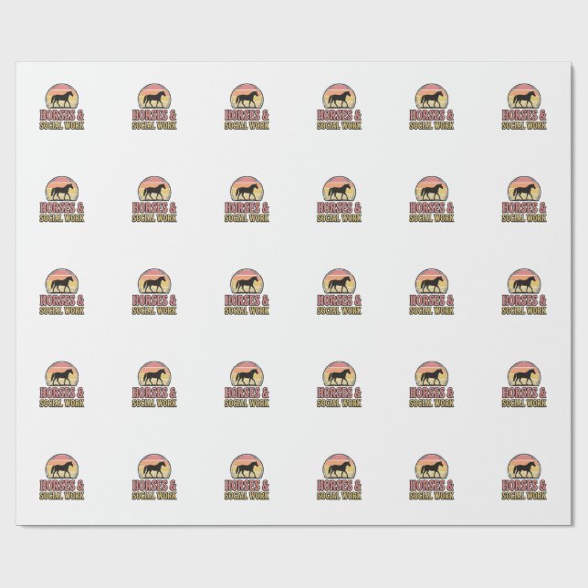 Horses & Social Work Retro Sunset Vector Design_1 Wrapping Paper (Flat)