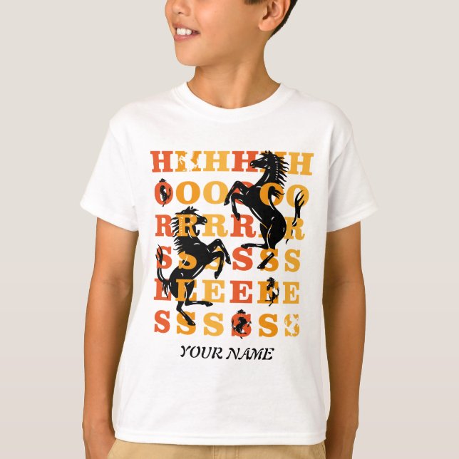 Horses Stallion Colourful Cute  T-Shirt (Front)