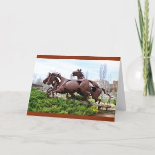 Horses statue holiday card