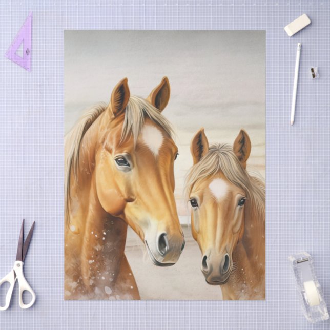 Horses Sunset Beach Scene Background Tissue Paper (Craft)