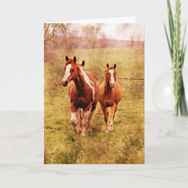 Horses Trotting, Birthday Card (Front)