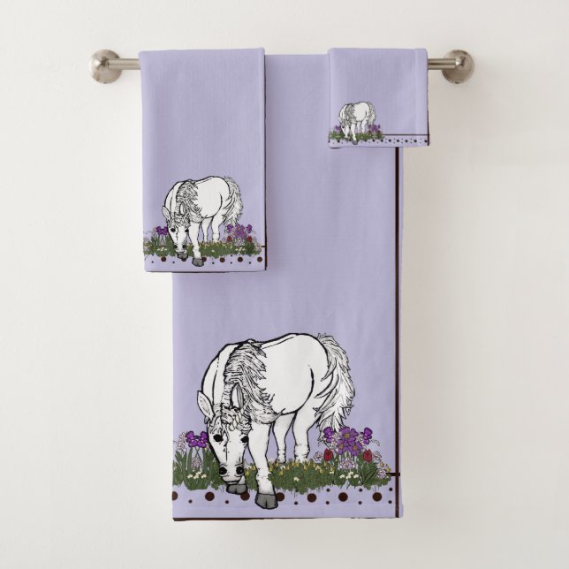 Horses Unicorn by figdewdrop Bathroom Towel Set (Insitu)