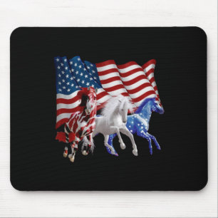 Horses Usa American Flag Horse Mouse Pad