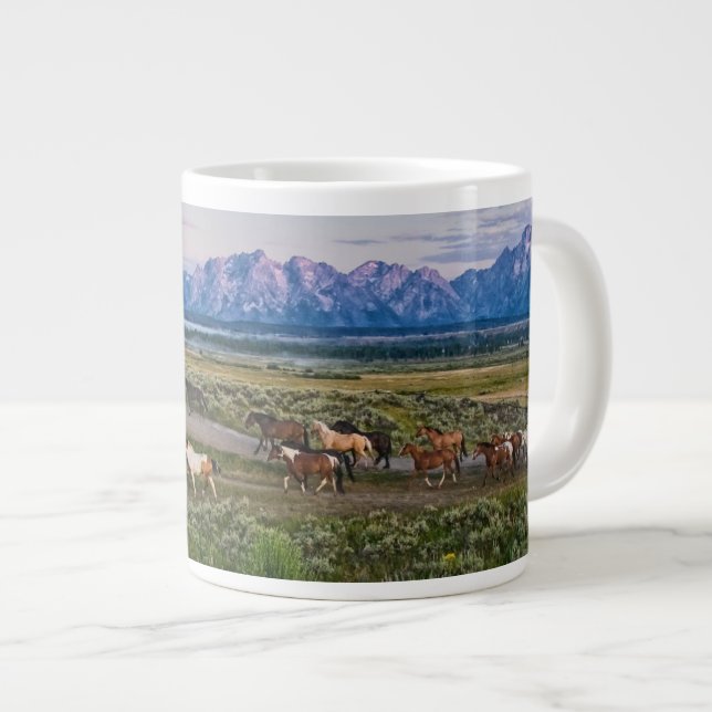 Horses Walk Large Coffee Mug (Front Right)