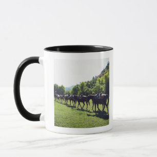 Horses walking in a line mug