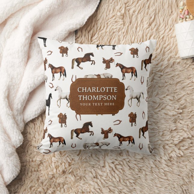 Horses Watercolor Horseshoe Horse Saddles Cushion (Blanket)