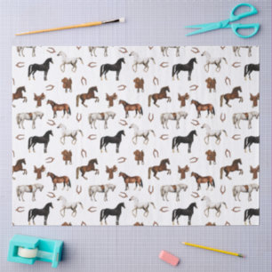 Horses Watercolor Horseshoe Horse Saddles Tissue Paper