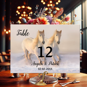 Horses Winter Wedding Table Number Card