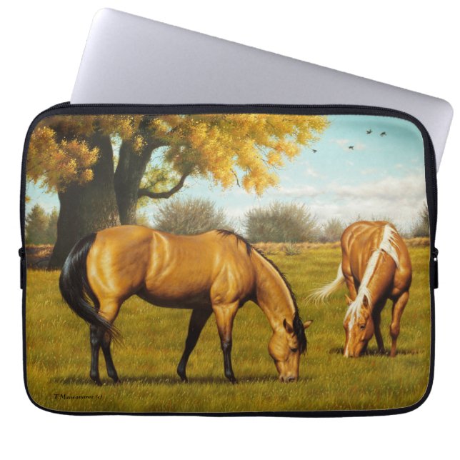 Horses with fall colours laptop neoprene cover (Front)