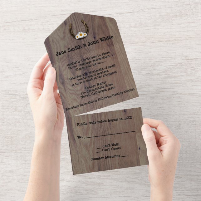 Horseshoe All In One Wedding Invitation (Tearaway)