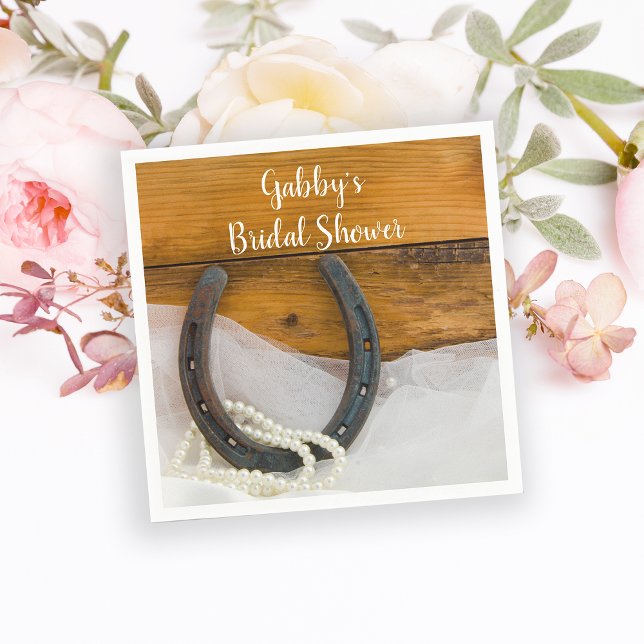 Horseshoe and Pearls Country Western Bridal Shower Napkin (Creator Uploaded)