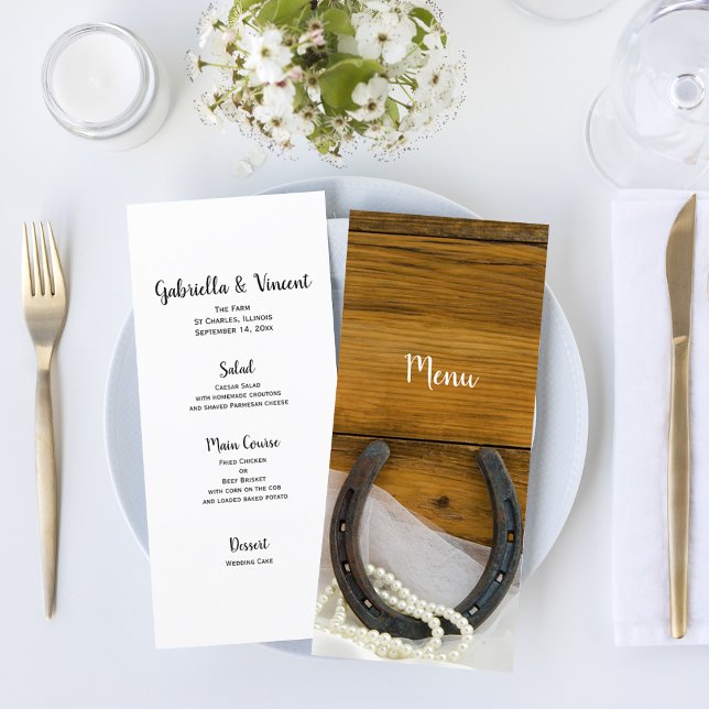 Horseshoe and Pearls Country Western Wedding Menu (Creator Uploaded)
