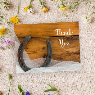 Horseshoe and Veil Country Barn Wedding Thank You Postcard