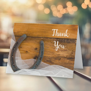 Horseshoe and Veil Country Wedding Thank You Card