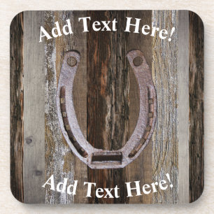 Horseshoe  Barn Board Vintage Wood  Rustic Wood Coaster
