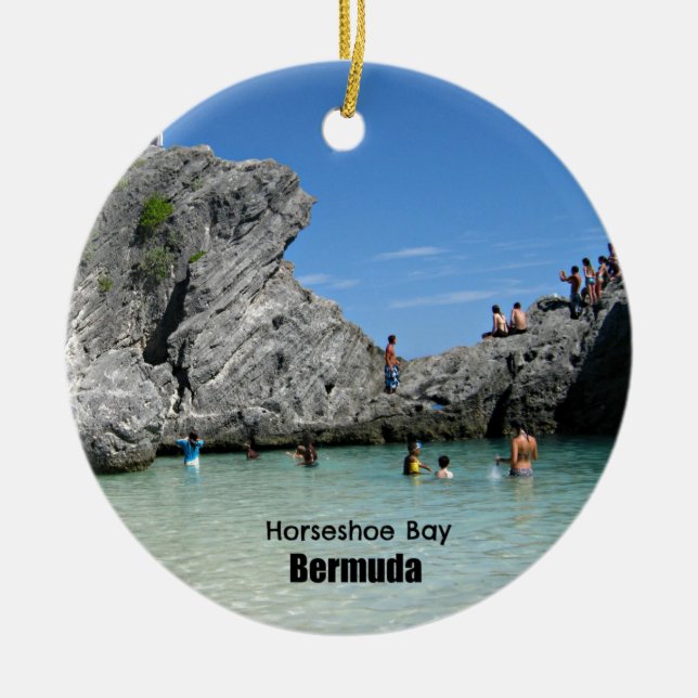 Horseshoe Bay, Bermuda Ceramic Tree Decoration (Front)