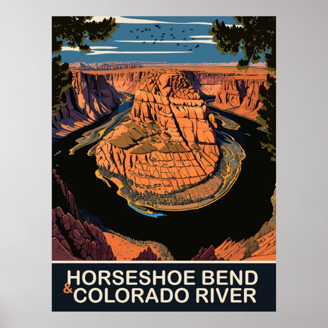 Horseshoe Bend and Colorado River, Travel Poster (Front)