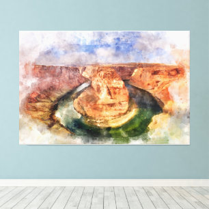 Horseshoe Bend in Grand Canyon watercolor Canvas Print
