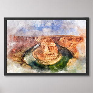 Horseshoe Bend in Grand Canyon watercolor Photo Print