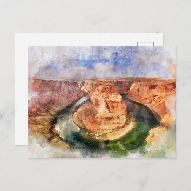 Horseshoe Bend in Grand Canyon watercolor Postcard (Front/Back)