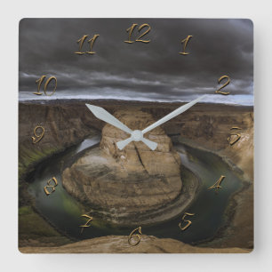 Horseshoe bend square wall clock