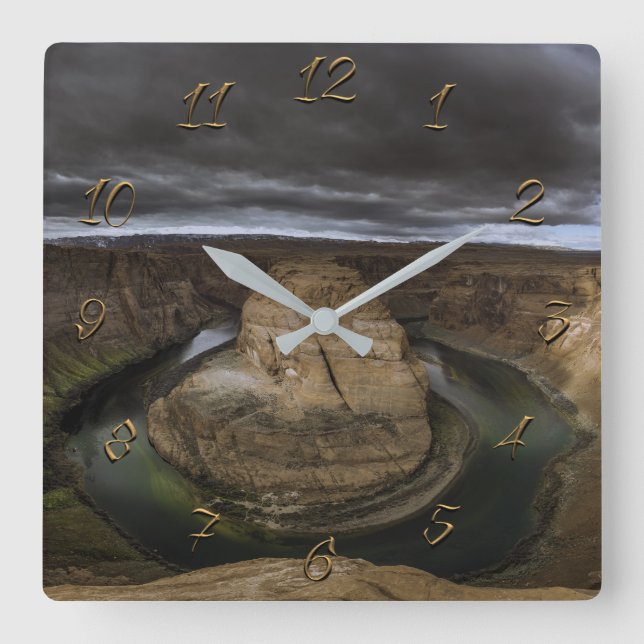 Horseshoe bend square wall clock (Front)