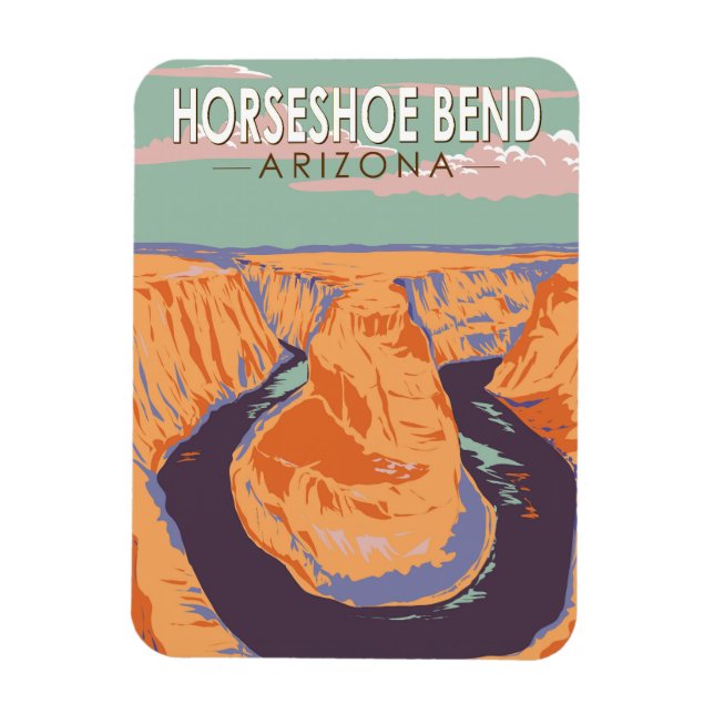 Horseshoe Bend Travel Art Vintage Magnet (Vertical)