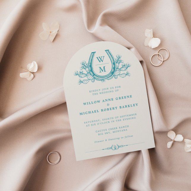 Horseshoe Cactus Western Country Arch Wedding  Inv Invitation (Creator Uploaded)