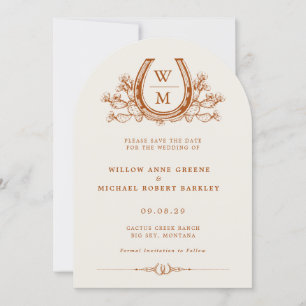 Horseshoe Cactus Western Photo Save the Date Invitation