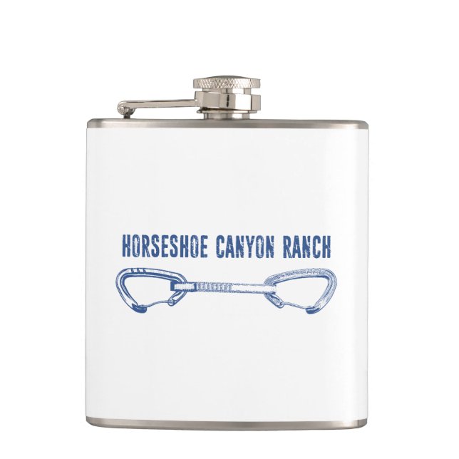Horseshoe Canyon Ranch Arkansas Climbing Quickdraw Hip Flask (Front)