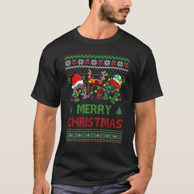 Horseshoe Christmas Horse Tree Ugly Sweater Merry  (Front)