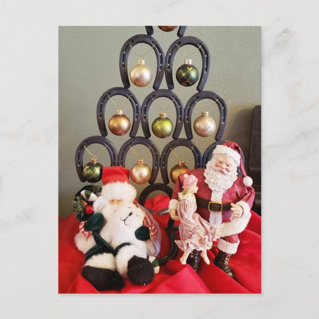 Horseshoe christmas tree Santa Clause photography Postcard (Front)