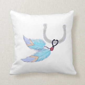 Horseshoe colourful feathers Throw Pillow