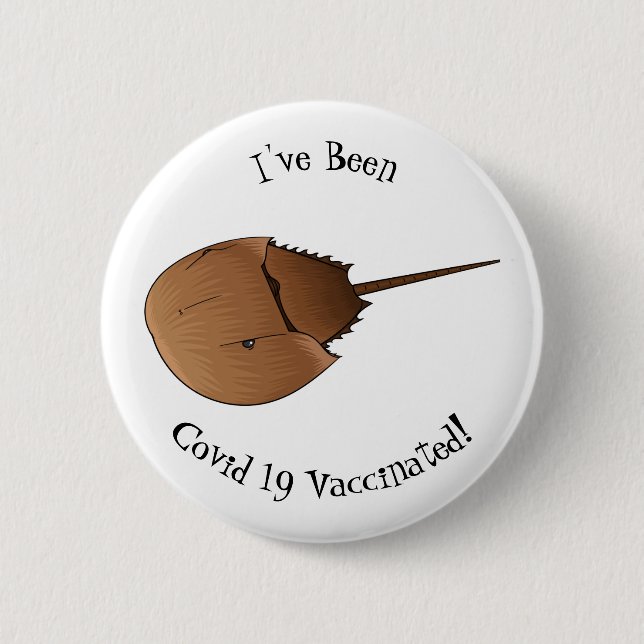 Horseshoe crab cartoon illustration 6 cm round badge (Front)