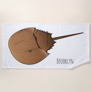 Horseshoe crab cartoon illustration beach towel