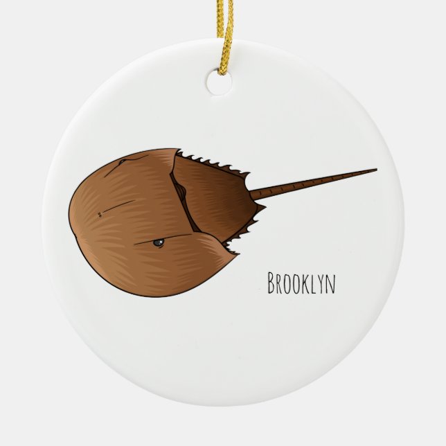 Horseshoe crab cartoon illustration ceramic tree decoration (Front)