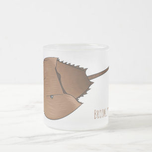 Horseshoe crab cartoon illustration frosted glass coffee mug