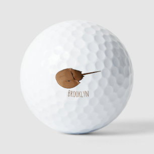 Horseshoe crab cartoon illustration  golf balls